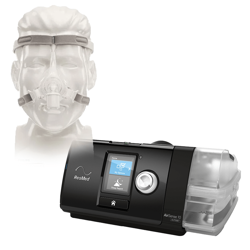 Kit CPAP Automático com Umidificador Airsense S10 - ResMed + Máscara Nasal Pico - Phillips